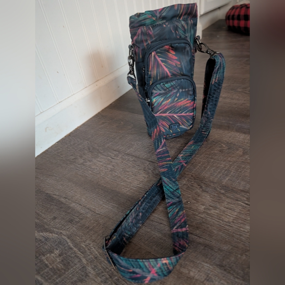 LUG Huggie Water Bottle Holder Tropical Green Blue Cross Body Bag